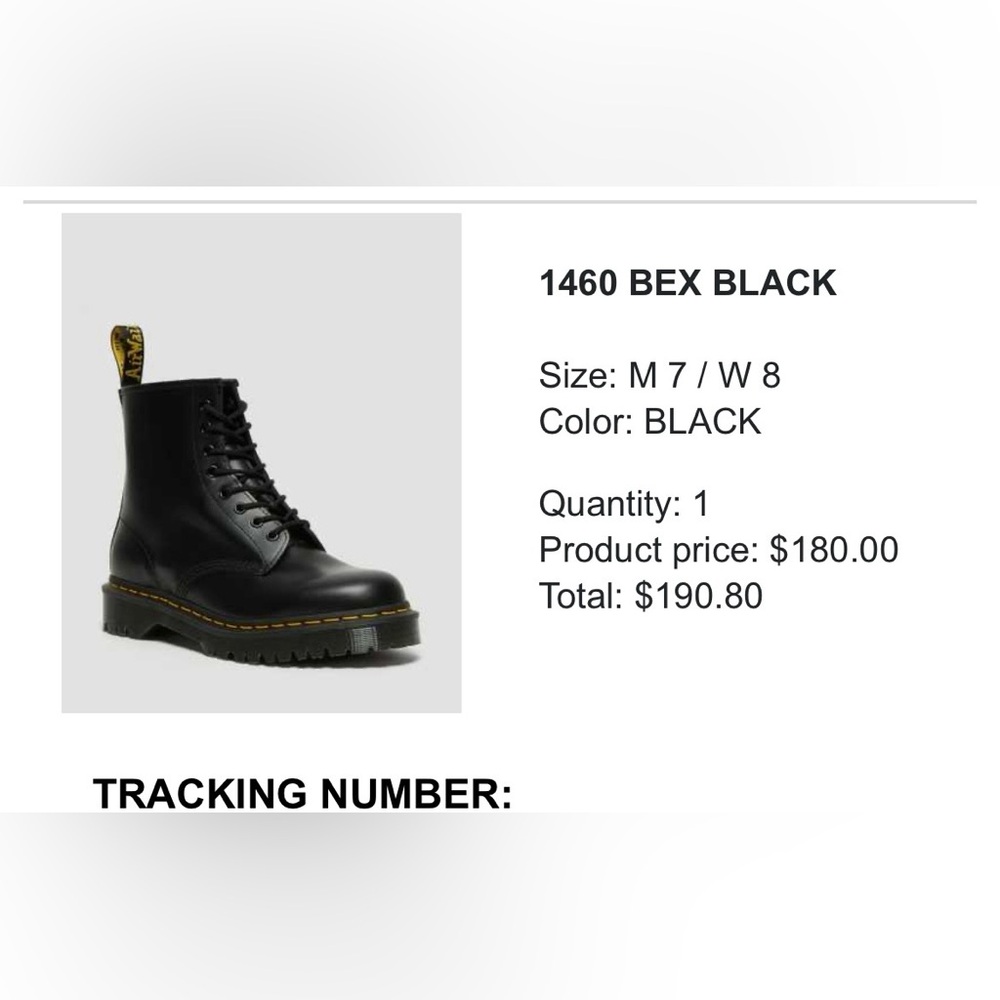 1460 BEX BLACK Boot Dr. Martens Men’s size 7, Women’s size 8